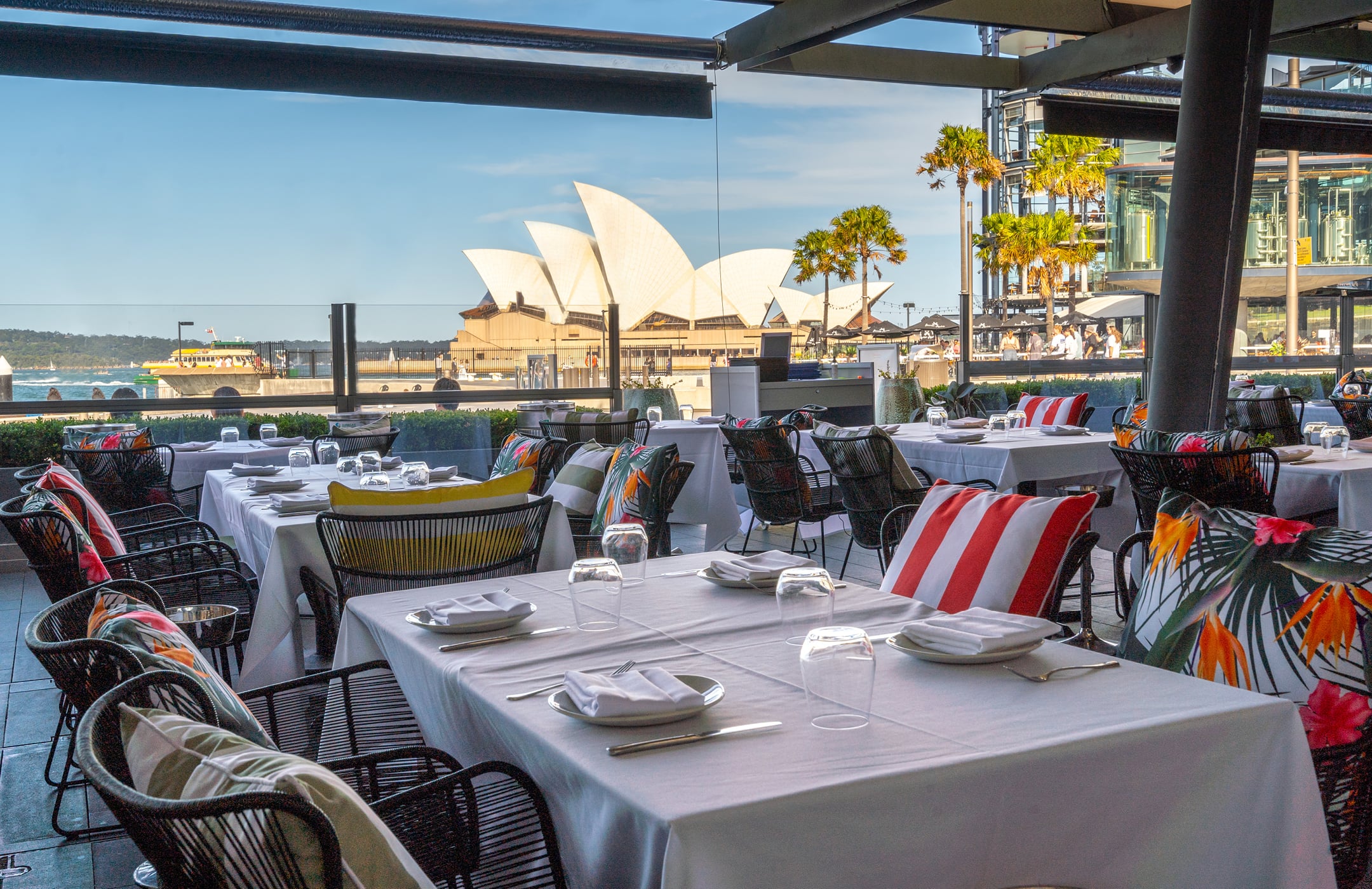 Harbourfront Seafood Restaurant terrace with Sydney Opera House views